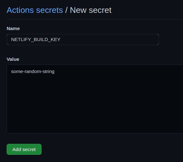 adding a github secret